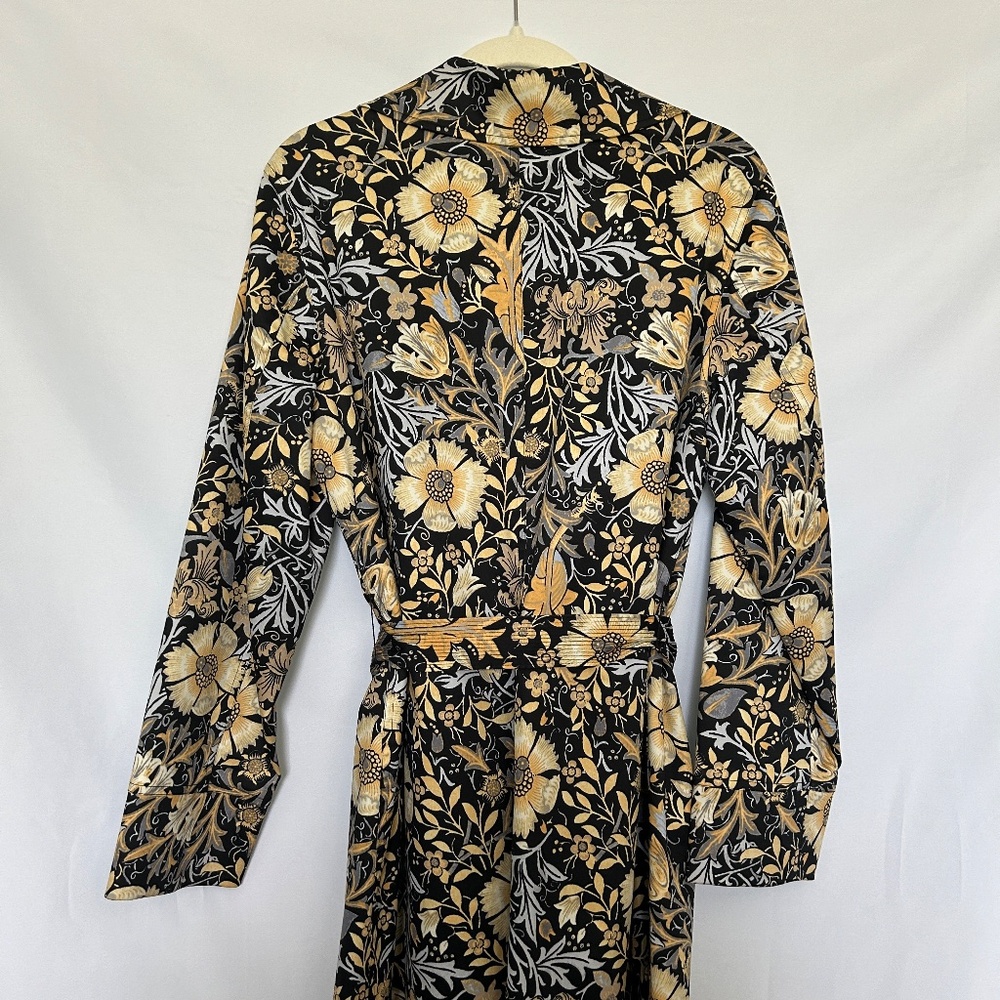 Sigrid Olsen Black and Yellow Floral Print Trench Coat - Picture 4 of 11